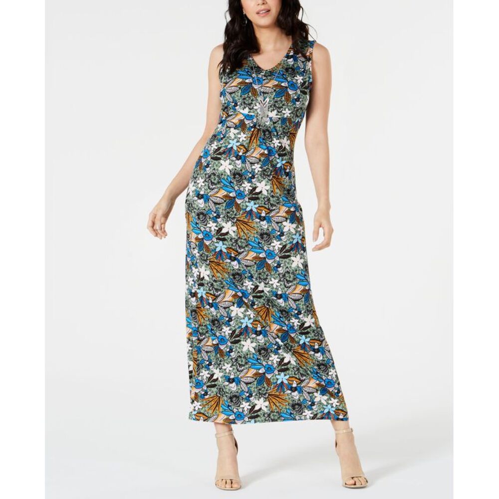 NY Collection Petite Sleeveless V Neck Maxi Dress